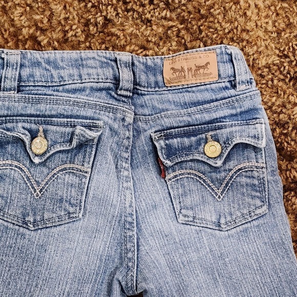 Levis Girls Flare Jeans Sparkle Buttons Adjustable Waist Size 5 - Picture 6 of 11